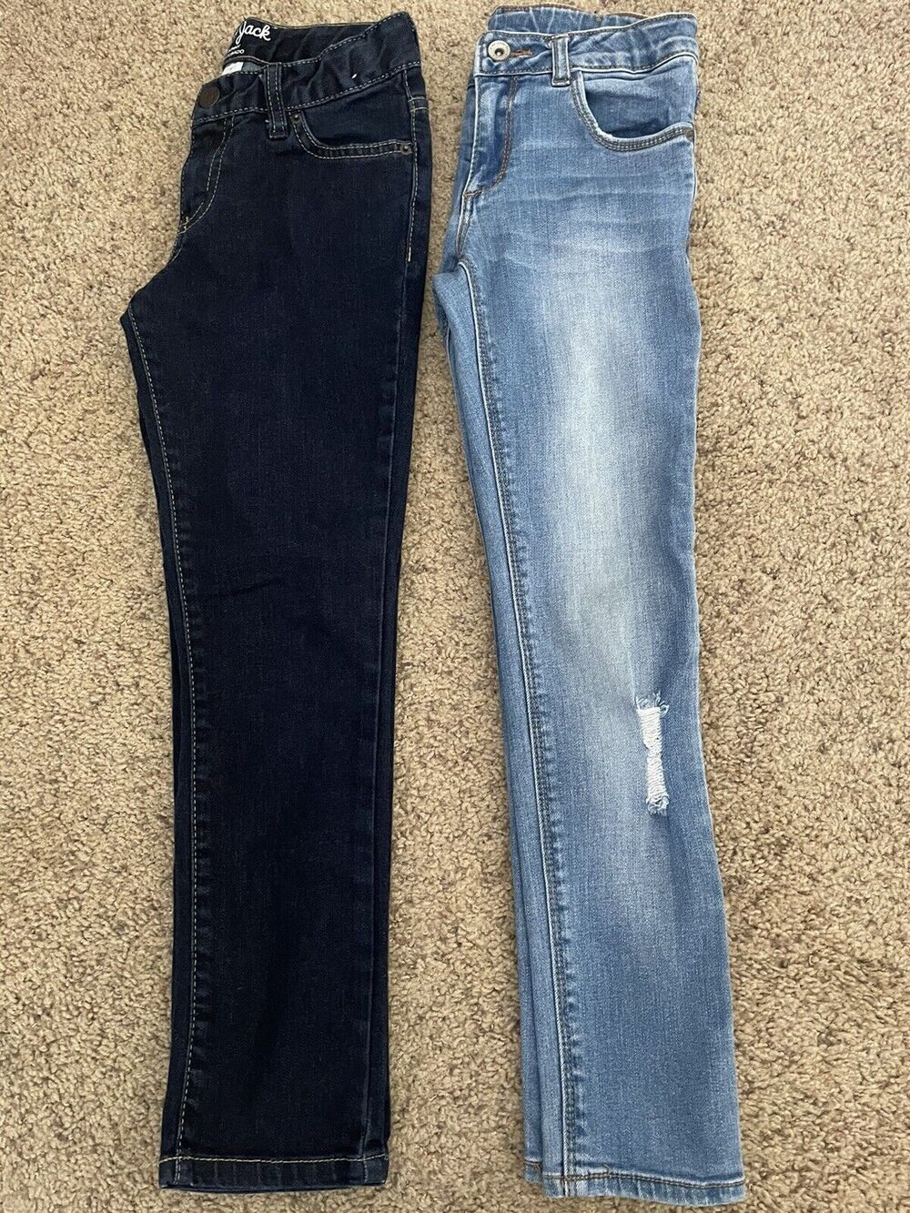 Lot Of 2 Zara Cat & Jack Stretch Adjustable Waist Girls’ Skinny Jeans Size 7